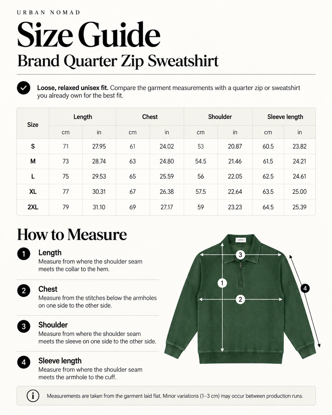 Urban Nomad Brand — Quarter Zip Sweatshirt