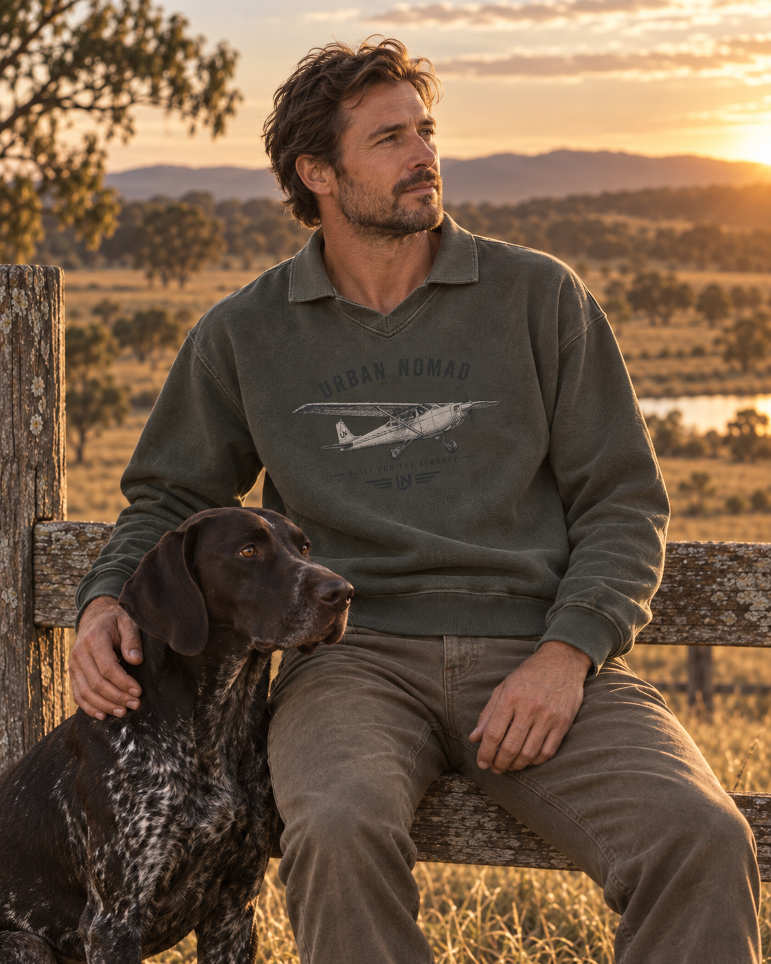 Urban Nomad Air — Mineral Wash Collared Sweatshirt